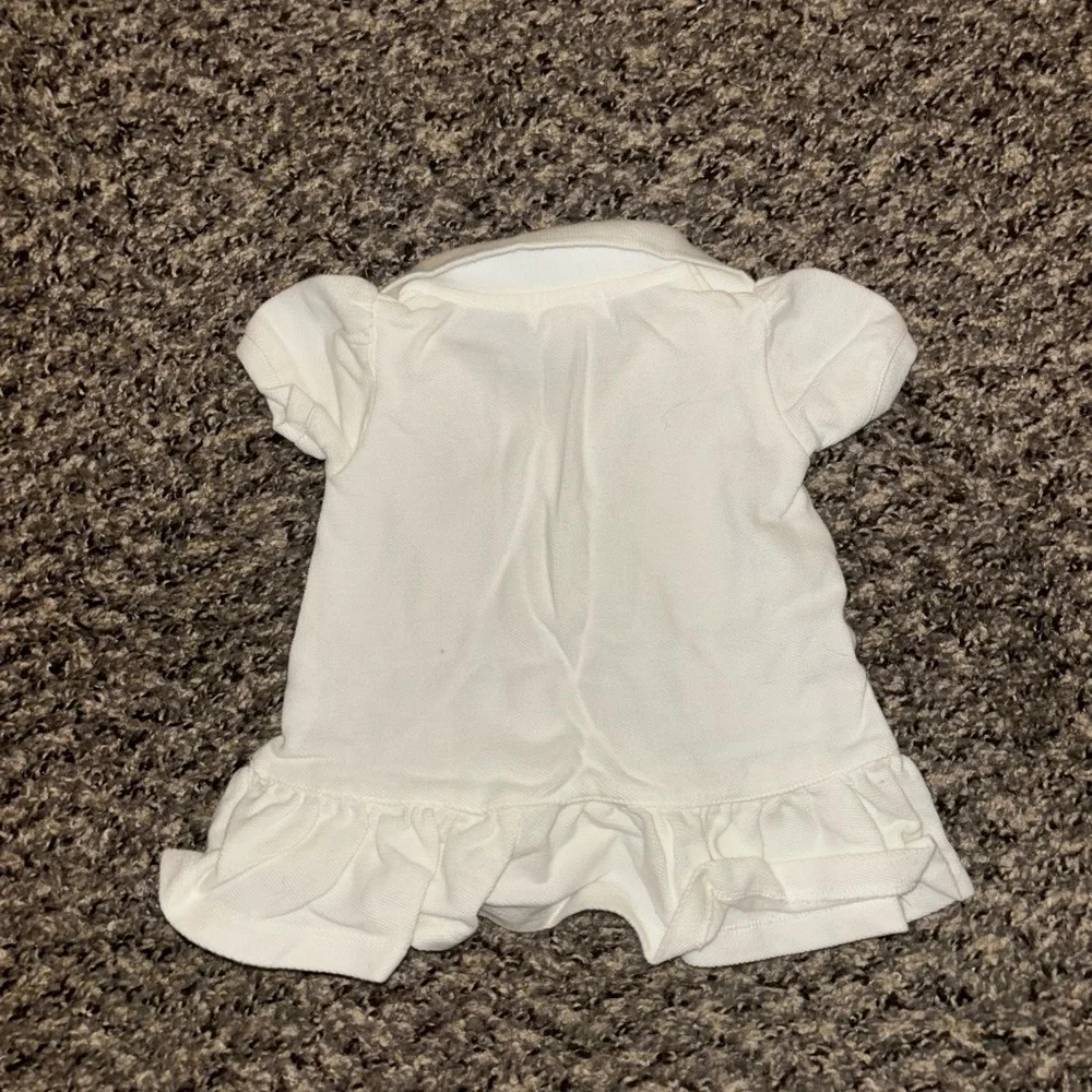 Ralph Lauren Kids Polo in White with Pink Emblem 3 Months